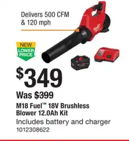 The Home Depot Milwaukee M18 Fuel 18V Brushless Blower 12.0Ah Kit offer