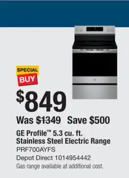 The Home Depot GE PROFILE 5.3 cu. ft. Stainless Steel Electric Range offer
