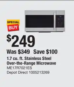 The Home Depot Samsung 1.7 cu. ft. Stainless Steel Over-the-Range Microwave offer