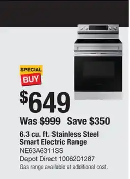The Home Depot 6.3 cu. ft. Stainless Steel Smart Electric Range offer