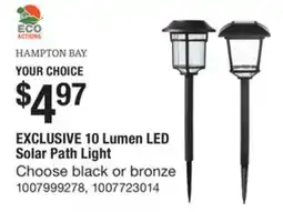 The Home Depot Hampton Bay 10 Lumen LED Solar Path Light offer