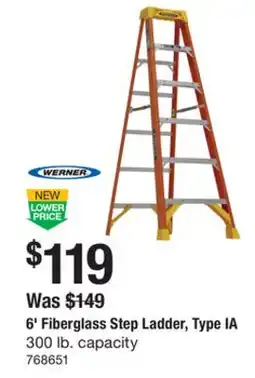 The Home Depot WERNER 6' Fiberglass Step Ladder, IA offer