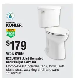 The Home Depot KOHLER Joist Height Toilet Kit Complete kit offer