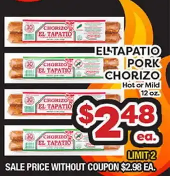 Torres Supermercado EL TAPATÍO PORK CHORIZO offer