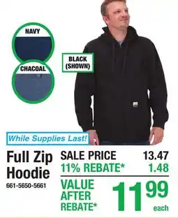 Menards Full Zip Hoodie offer