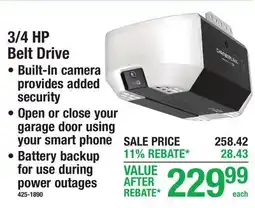 Menards 3/4 HP Belt Drive offer