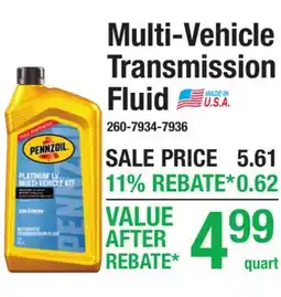 Menards Multi-Vehicle Transmission Fluid offer