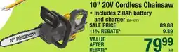 Menards 10 20V Cordless Chainsaw offer