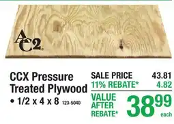 Menards CCX Pressure Treated Plywood offer