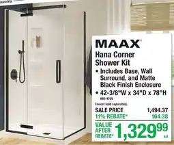 Menards MAAX Hana Corner Shower Kit offer