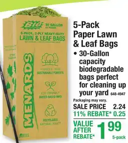Menards 5-Pack Paper Lawn & Leaf Bags offer
