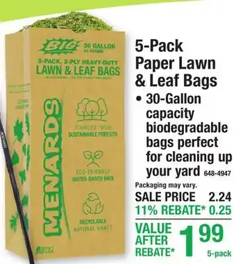Menards 5-Pack Paper Lawn & Leaf Bags offer