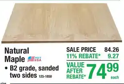 Menards Natural Maple offer