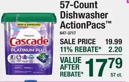 Menards 57-Count Dishwasher ActionPacs offer