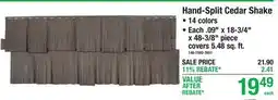 Menards Hand-Split Cedar Shake offer