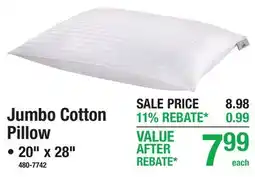 Menards Jumbo Cotton Pillow offer