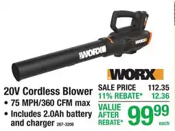 Menards 20V Cordless Blower offer