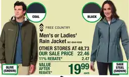 Menards Free country Men's or Ladies' Rain Jacket offer