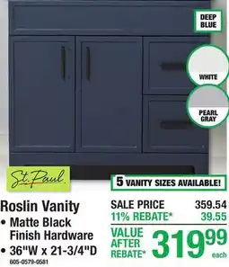 Menards Roslin Vanity offer