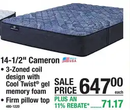 Menards 14-1/2 Cameron Twin Innerspring Mattresses offer
