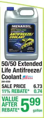 Menards 50/50 Extended Life Antifreeze/ Coolant offer