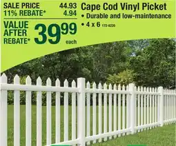 Menards Cape Cod Vinyl Picket offer