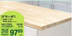 Menards 25W x 48L STOCK BUTCHER BLOCK COUNTERTOPS offer