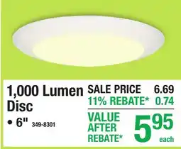 Menards 1,000 Lumen Disc RECESSED LIGHT offer
