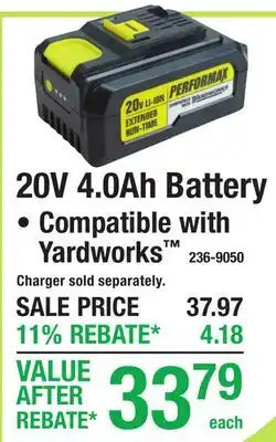 Menards 20V 4.0Ah Battery offer