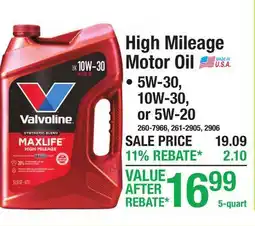 Menards High Mileage Motor Oil offer