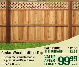 Menards Cedar Wood Lattice Top offer