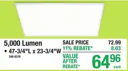 Menards FLat Panel Lights 5,000 Lumen offer