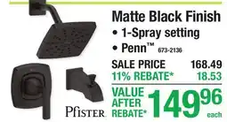 Menards Pfister Matte Black Finish offer