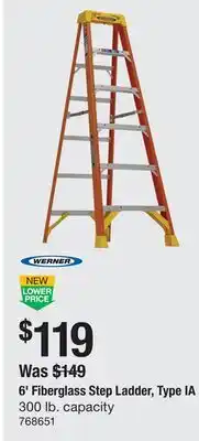 The Home Depot 6' Fiberglass Step Ladder, Type IA offer