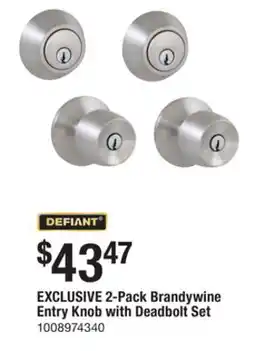 The Home Depot DEFIANT 2-Pack Brandywine Entry Knob with Deadbolt Set offer