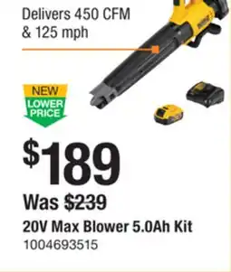 The Home Depot Dewalt 20V Max Blower 5.0Ah Kit offer