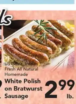 Eurofresh Market US Gov't Inspected Fresh All Natural Homemade White Polish on Bratwurst Sausage offer