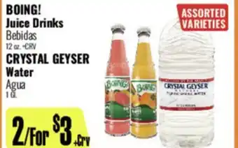 R Ranch Markets BOING! Juice Drinks Crystal Geyser Water offer