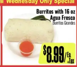 R Ranch Markets Burritos with 16 oz Agua Fresca offer