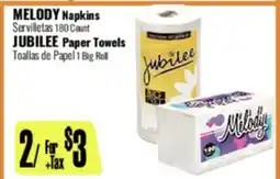 R Ranch Markets MELODY Napkins, JUBILEE Paper Towels offer