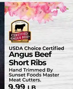 Sunset Foods USDA Choice Certified Angus Beef Short Ribs offer