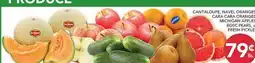 Pete's Fresh Market CANTALOUPE, NAVEL ORANGES, CARA CARA ORANGES, MICHIGAN APPLES, BOSC PEARs, AND FRESH PICKLE offer