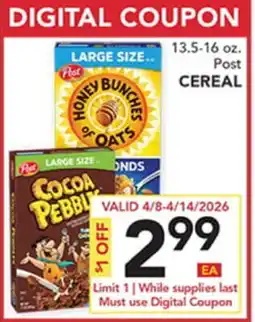 Pete's Fresh Market 13.5-16 oz. Post CEREAL offer