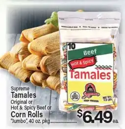 Angelo Caputo's Fresh Market Supreme Tamales Original or Hot & Spicy Beef or Corn Rolls offer
