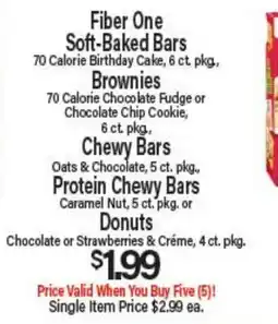 Angelo Caputo's Fresh Market Fiber One Soft-Baked Bars, Brownies, Chewy Bars, Protein Chewy Bars, Donuts offer