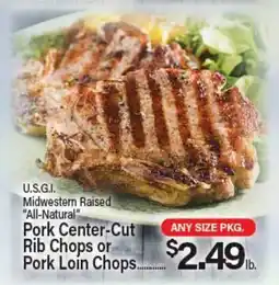 Angelo Caputo's Fresh Market U.S.G.I. Midwestern Raised All-Natural Pork Center-Cut Rib Chops or Pork Loin Chops offer