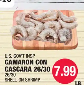 Carnicerias Jimenez U.S. GOV'T INSP. CAMARON CON CASCARA 26/30 offer