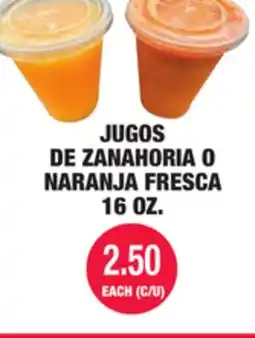 Carnicerias Jimenez JUGOS DE ZANAHORIA O NARANJA FRESCA offer
