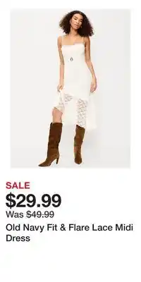 Old Navy Old Navy Fit & Flare Lace Midi Dress offer