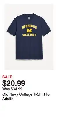 Old Navy Old Navy College T-Shirt for Adults offer